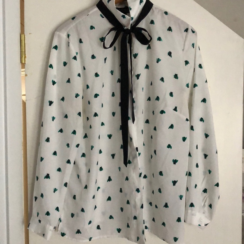 Eloquii - Printed Tie Neck Blouse